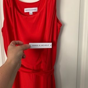 Emma and Michele red floor length dress with side slit x1-never worn size XL